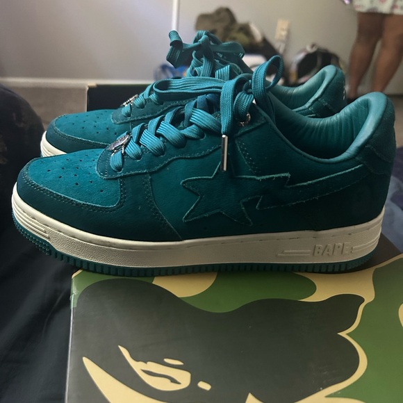 Bape Blue Sneakers Suede Upper Timeless Appeal